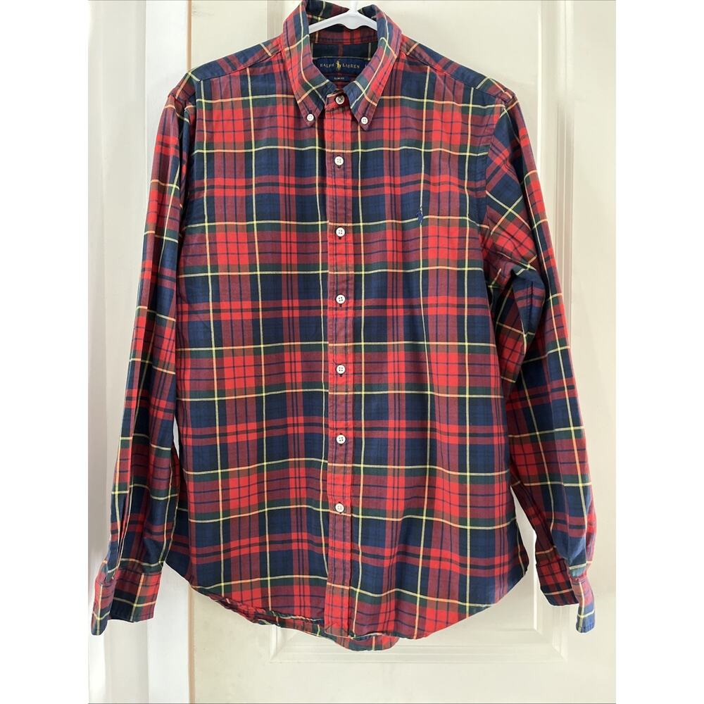 Ralph Lauren Christmas Plaid Shirt - Large Preppy Academic Business Casual